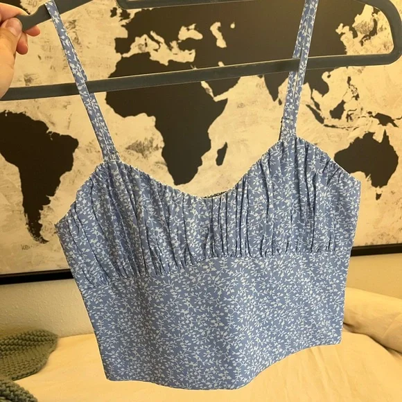 Princess Polly blue and white tank top (size 4) - Picture 2 of 2